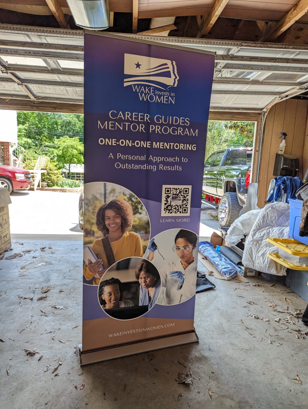 Expanding Vertical Banner for Wake Invests in Women